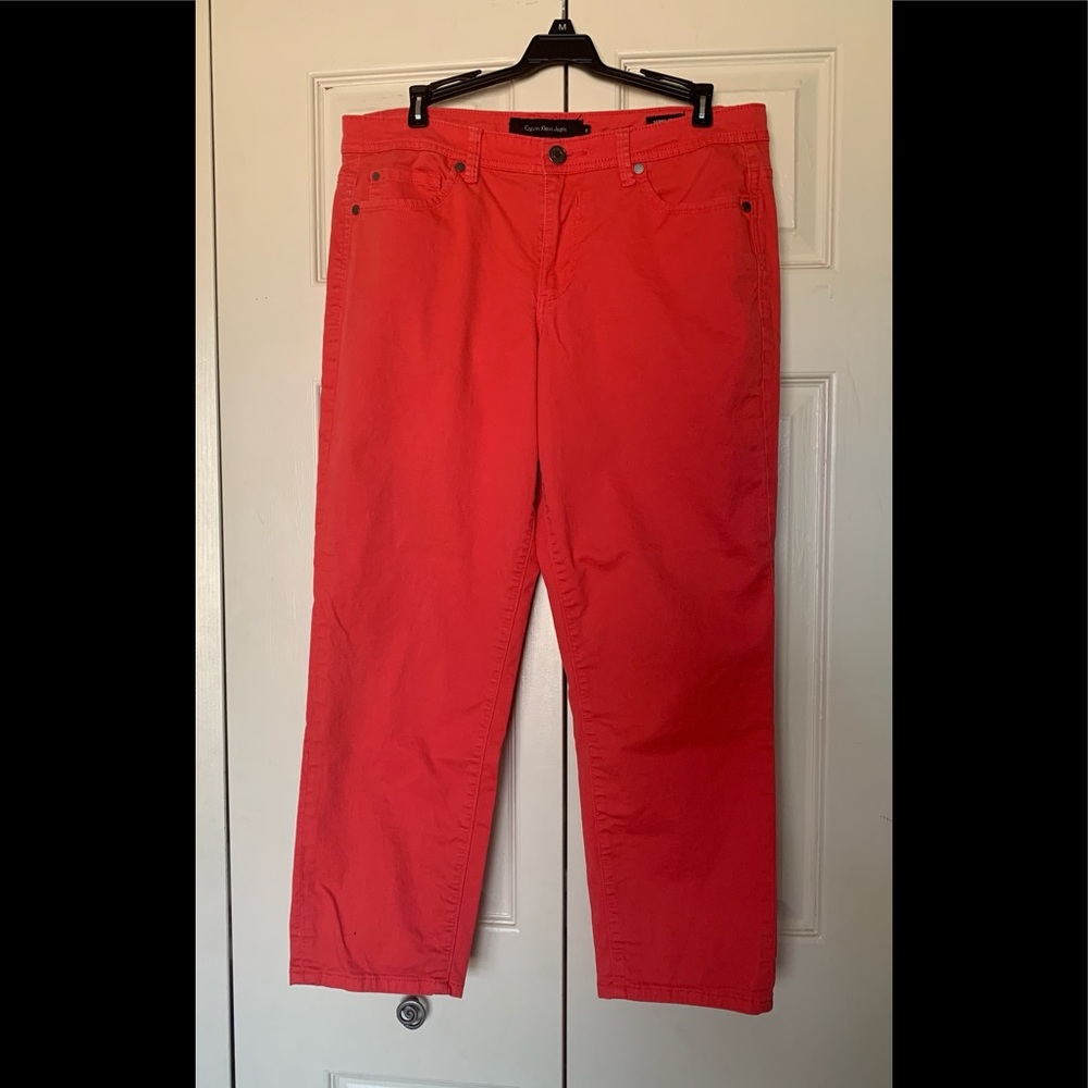 Calvin Klein Coral Skinny Cropped Jeans sz 12